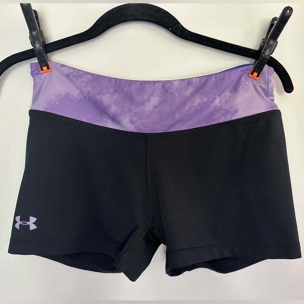 Under Armour Black & Purple Compression Athletic Shorts (S)